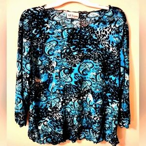 Blue Sequins Stretchy Top